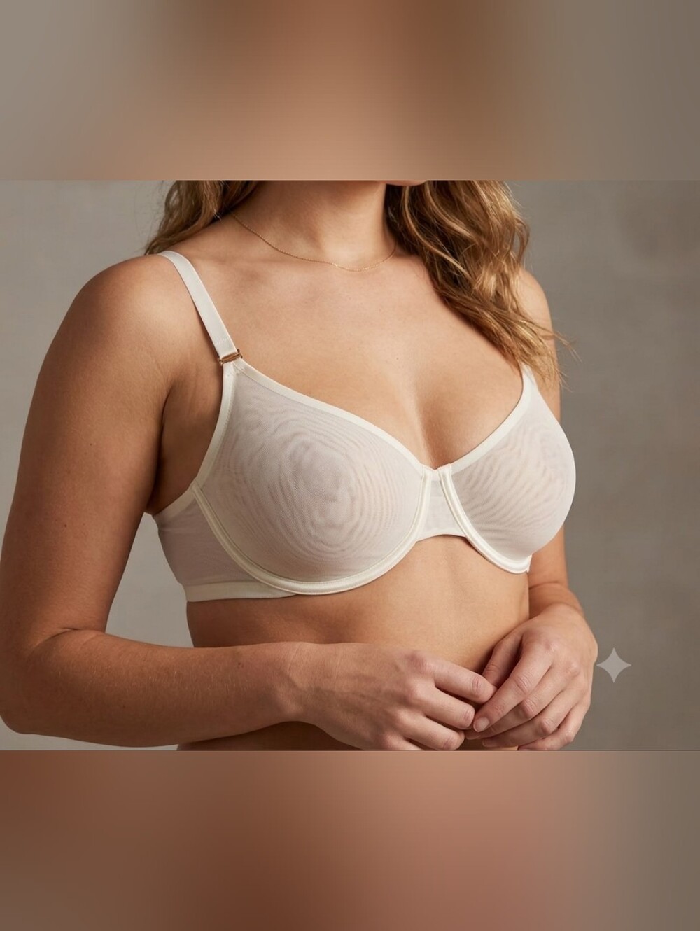 AUDEN Women's Bra Size 36DD White/Bone Underwire and Full Transparent